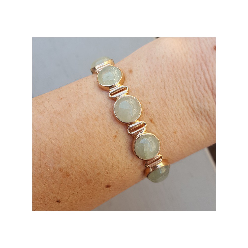 Rosé gold-plated bracelet set with round cabochon Aventurine