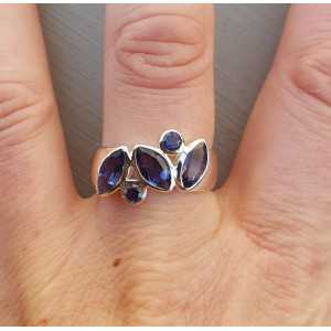 Silver ring set with facet cut Ioliet