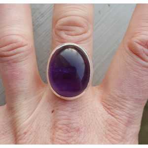Silver ring with cabochon Amethyst 19 mm