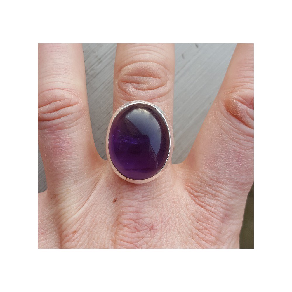 Silberner ring mit cabochon-Amethyst 19 mm