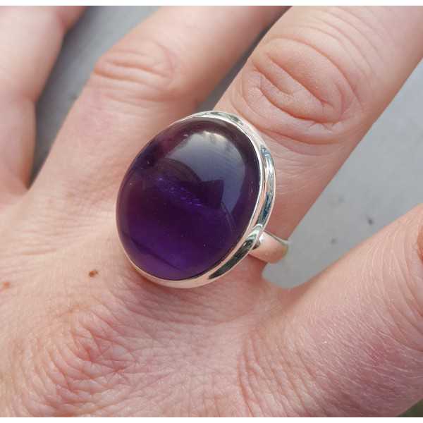 Silberner ring mit cabochon-Amethyst 19 mm