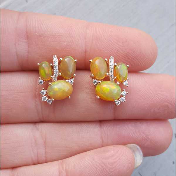 Rosé plated earrings with Ethiopian Opal and Cz