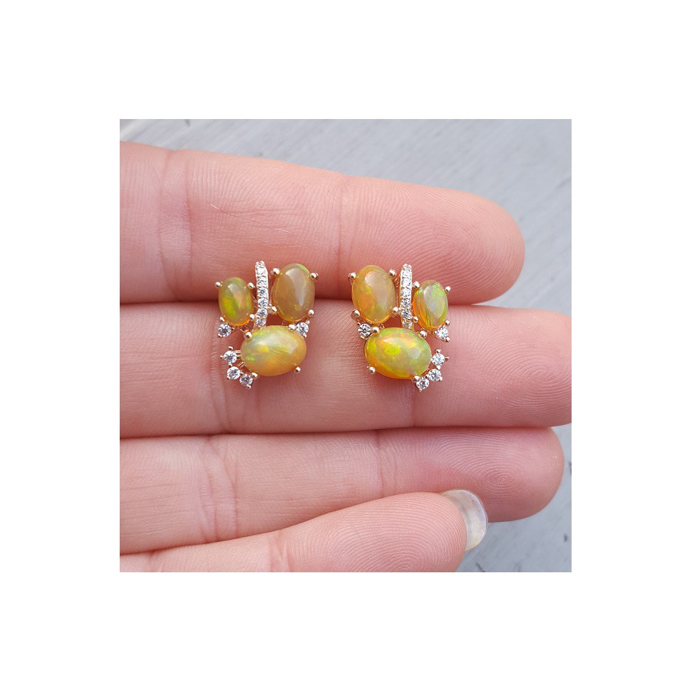 Rosé plated earrings with Ethiopian Opal and Cz