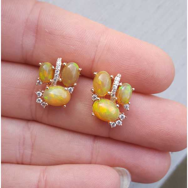 Rosé plated earrings with Ethiopian Opal and Cz