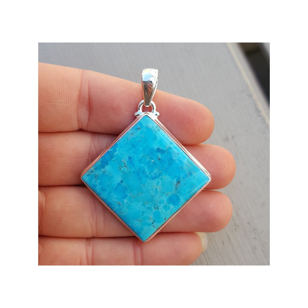 Silver pendant set with square Turquoise