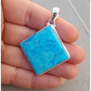 Silver pendant set with square Turquoise