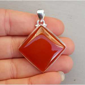 Silver pendant set with square Carnelian