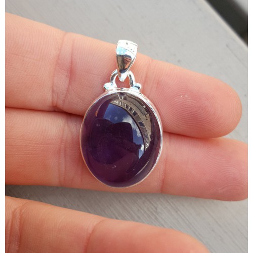 Zilveren hanger cabochon Amethist
