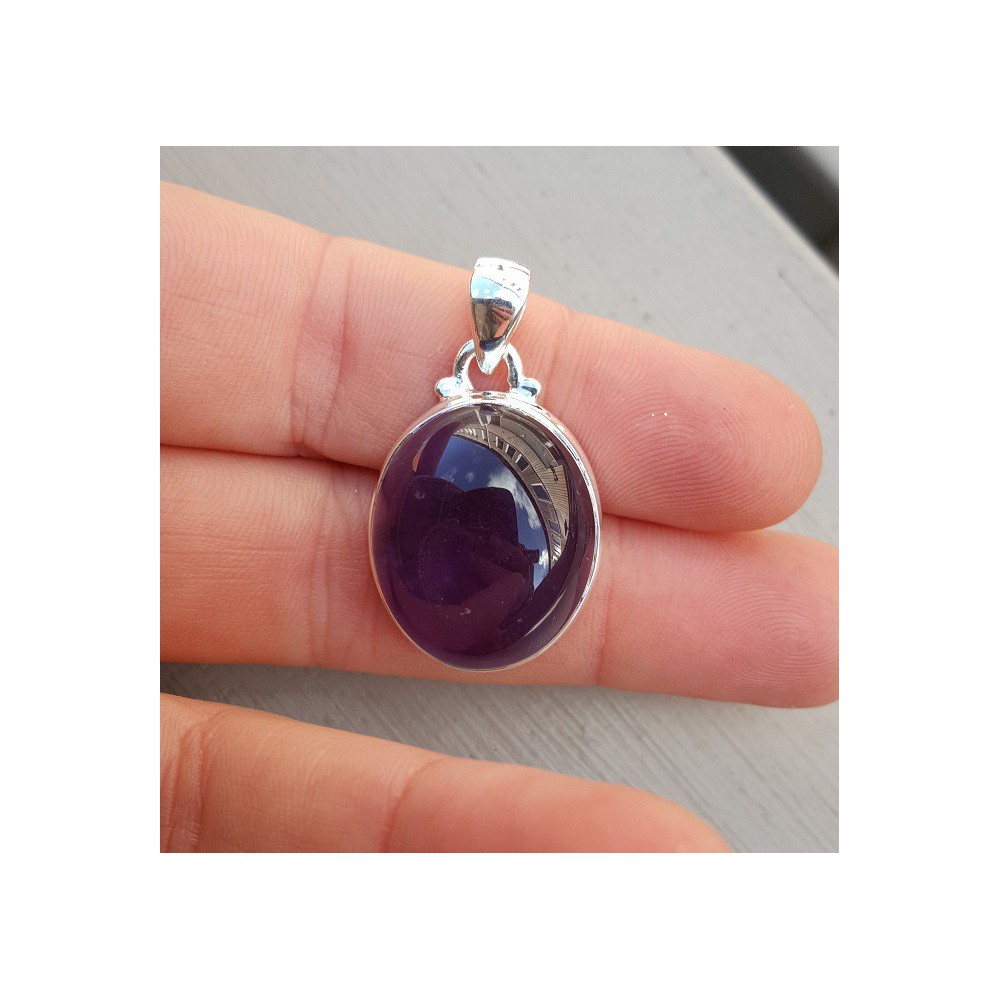 Silver pendant cabochon Amethyst