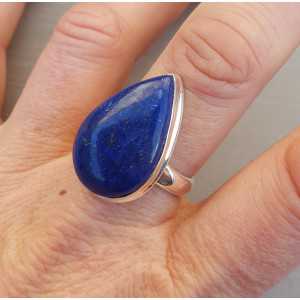 Zilveren ring met druppelvormige Lapis Lazuli 19.7 mm