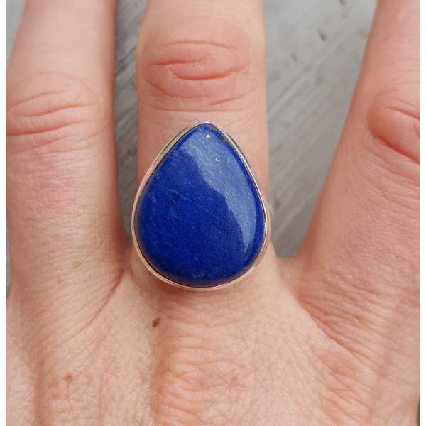 Silver ring with large teardrop shaped Lapis Lazuli 18