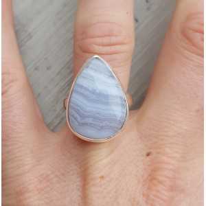 Silber ring mit blauen Spitze-Achat-17.3 mm