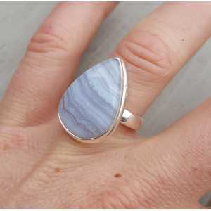 Silber ring mit blauen Spitze-Achat-17.3 mm