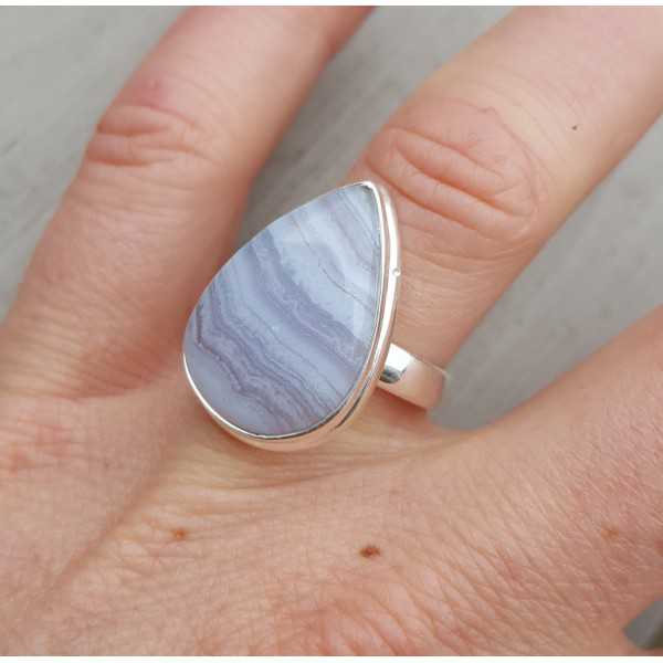 Silver ring with blue Lace Agate 17.3 mm