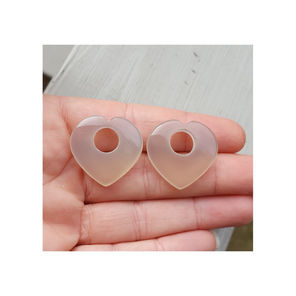 Creool hanger set hart van grijze Chalcedoon