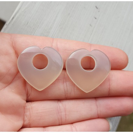 Creool hanger set hart van grijze Chalcedoon