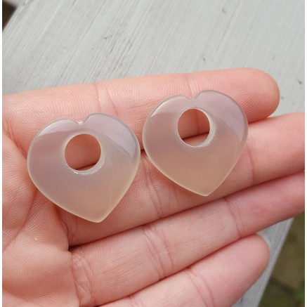 Creool hanger set hart van grijze Chalcedoon