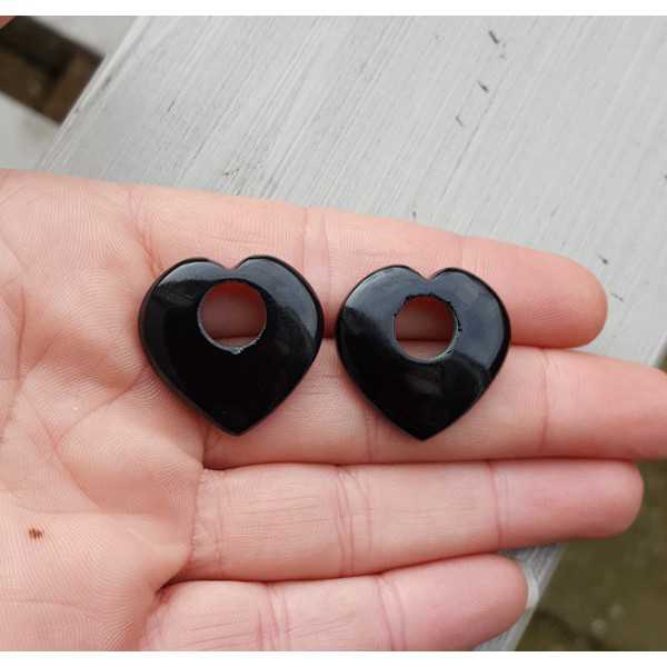 Creole earrings set heart black Onyx