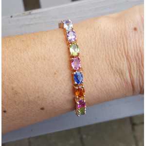 Rosé vergoldete Armband mit ovaler multi Edelsteine