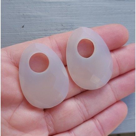 Creool hanger set met ovale grijze Chalcedoon