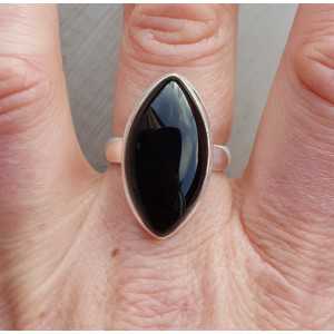 Silber ring mit marquise schwarz Onyx 18 mm