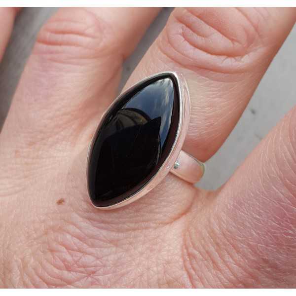 Silber ring mit marquise schwarz Onyx 18 mm