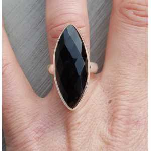 Silber ring set mit marquise Facette Onyx 17.3 mm
