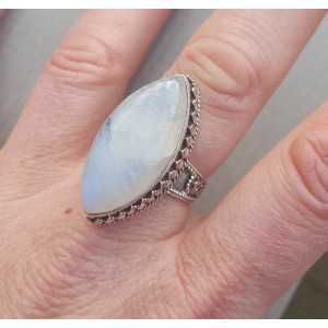 Silber ring mit Mondstein marquise in bearbeitet setzen 19 mm
