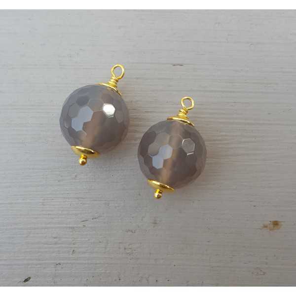 Gold plated loose pendant set with grey Agate