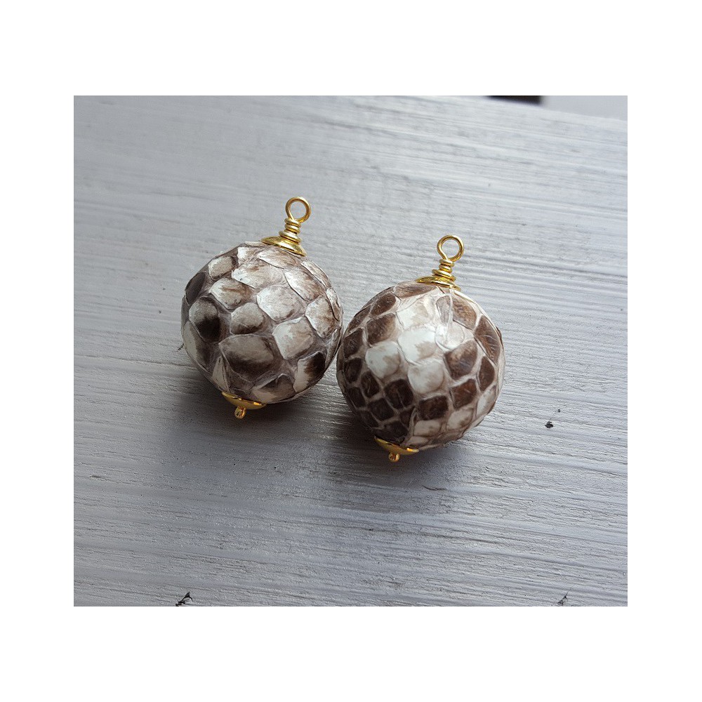 Goud vergulde hanger set met bol van Slangenleer 