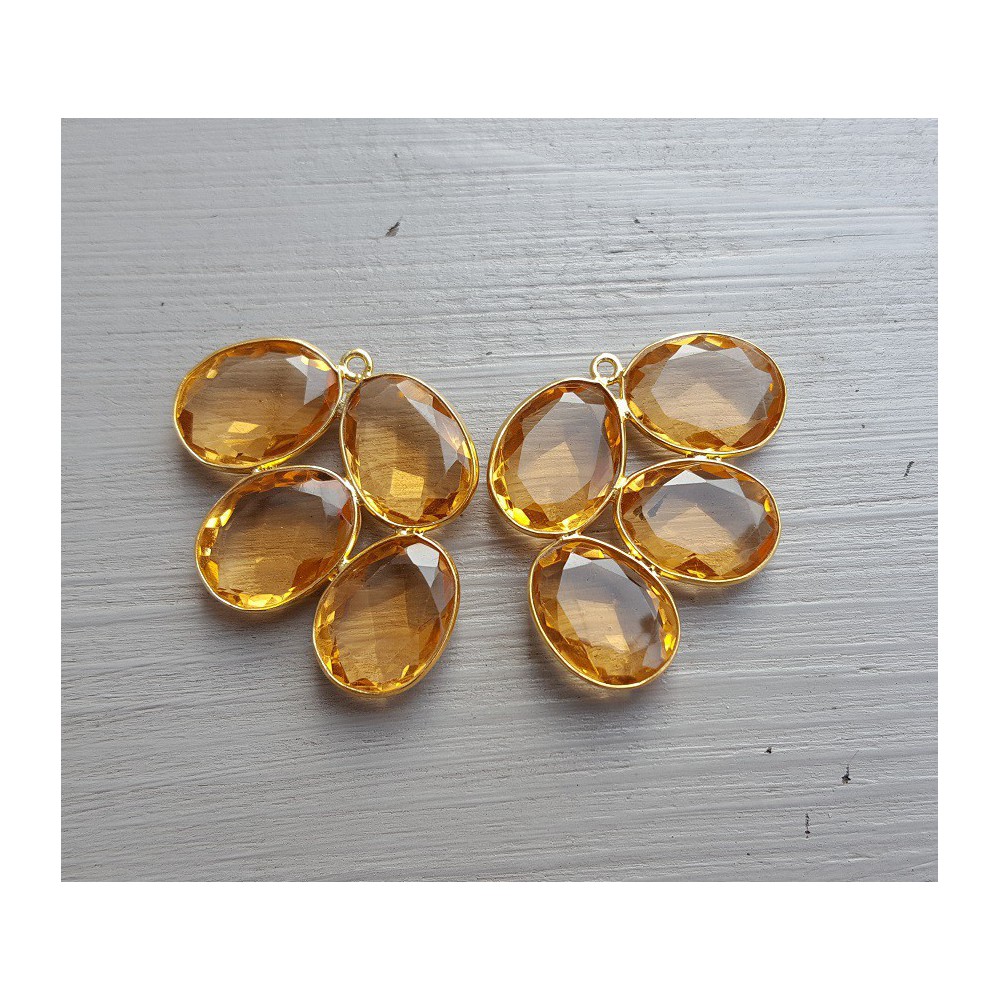 Goud vergulde losse hanger set gezet met Champagne Topaas