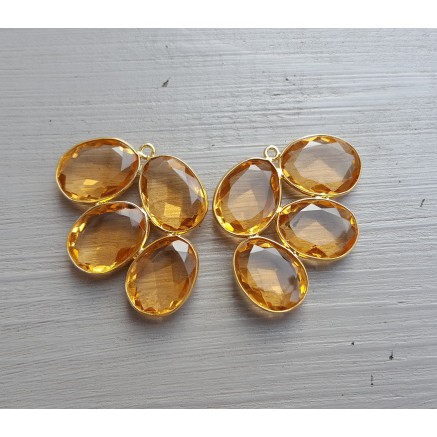 Goud vergulde losse hanger set gezet met Champagne Topaas