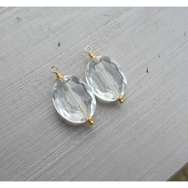 Gold plated loose pendant set with oval rock Crystal