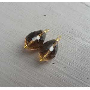 Gold plated loose pendant set with Smokey Topaz