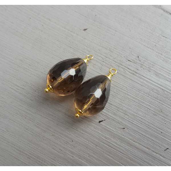Gold plated loose pendant set with Smokey Topaz