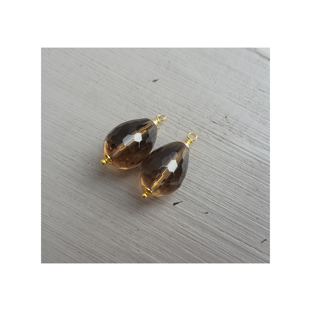 Goud vergulde losse hanger set met Smokey Topaas