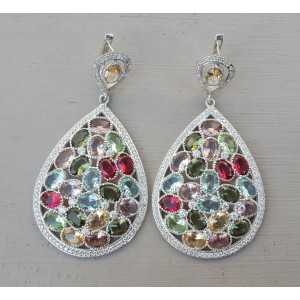 Silver earrings set with Tourmaline and Cz