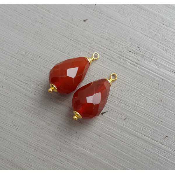 Gold plated loose pendant set with Carnelian