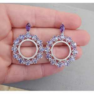 Silver earrings set with Amethyst and Tanzaniet