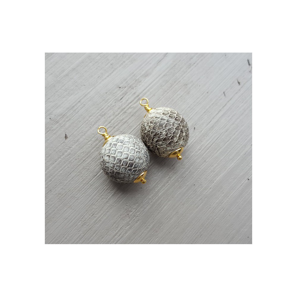 Goud vergulde losse hanger set met bol van Slangenleer