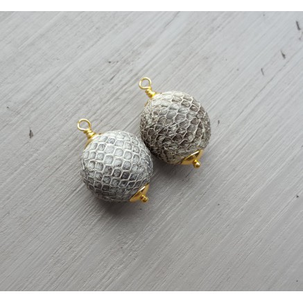 Goud vergulde losse hanger set met bol van Slangenleer