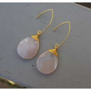 Gold plated earrings with pink Chalcedony briolet