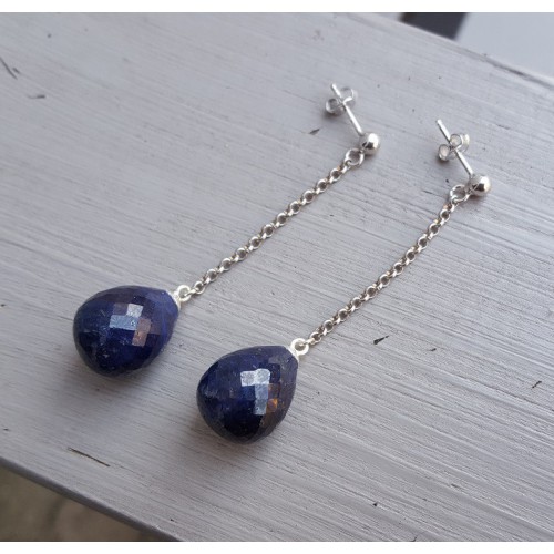 Oorbellen met Saffier briolet