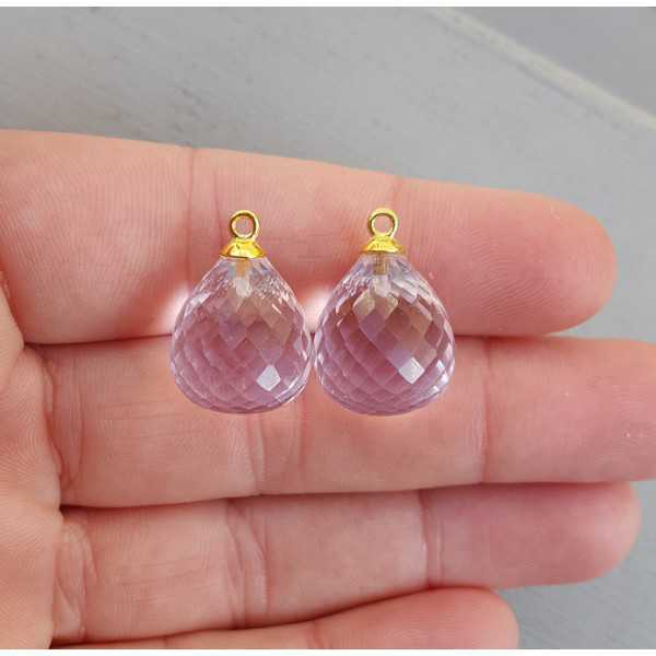Gold plated loose pendant set with pink Topaz briolet