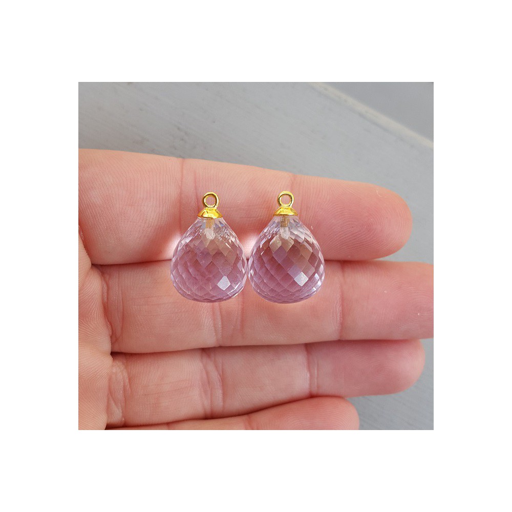 Goud vergulde losse hanger set met roze Topaas briolet