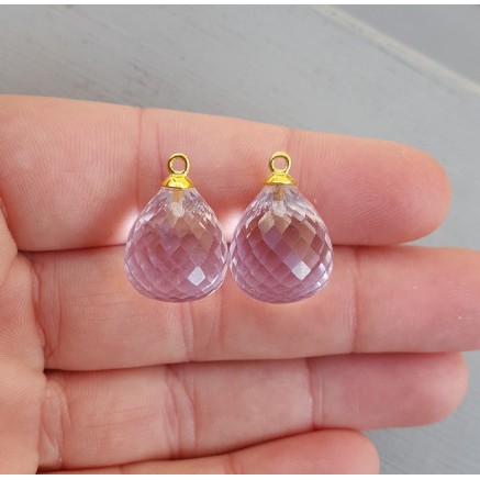 Goud vergulde losse hanger set met roze Topaas briolet