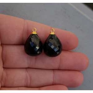 Gold plated loose pendant set with black Onyx briolet