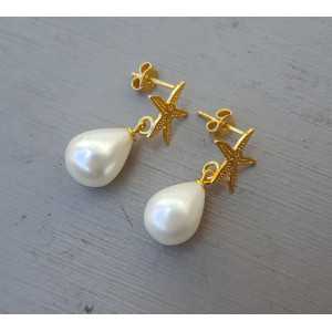 Earrings with starfish and Pearl