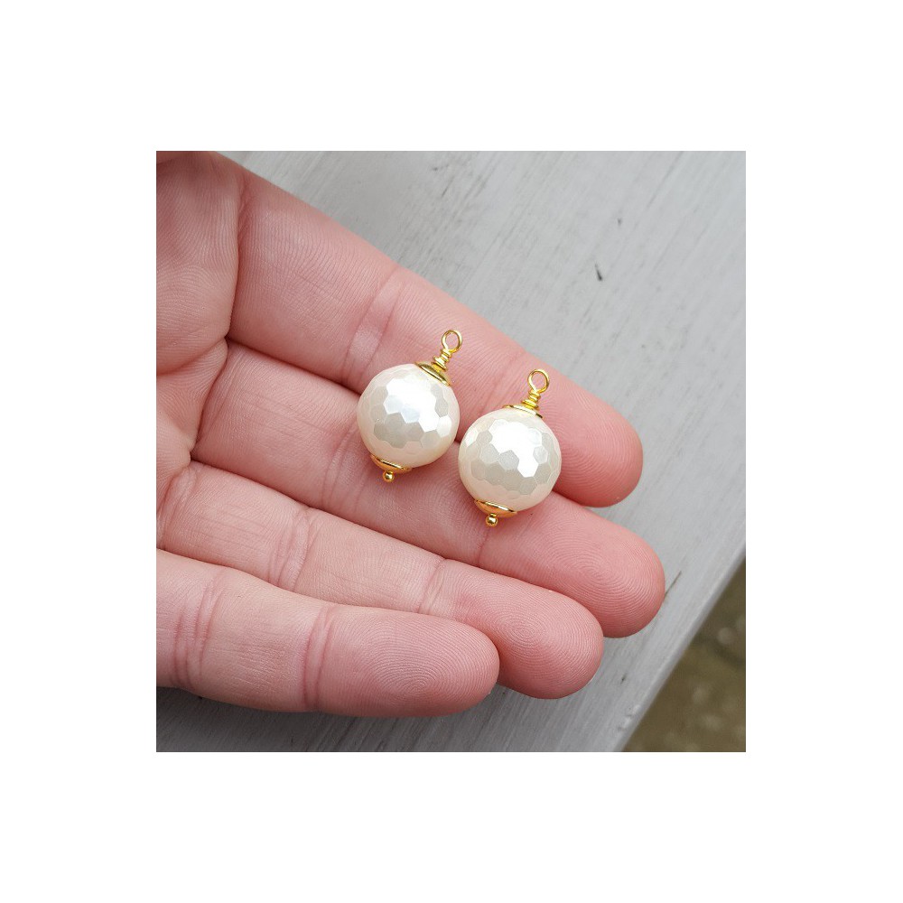 Goud vergulde losse hanger set met bol van Parelmoer