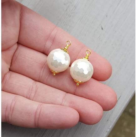 Goud vergulde losse hanger set met bol van Parelmoer